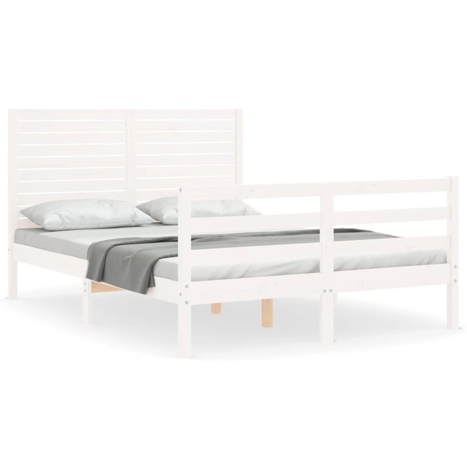 vidaXL Massivholzbett mit Kopfteil Weiß 140x190 cm 3195007 günstig online kaufen