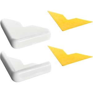 Weiße Hettich Eckenpuffer, selbstklebend, 30x30x8,5mm, aus Kunststoff für Möbel.