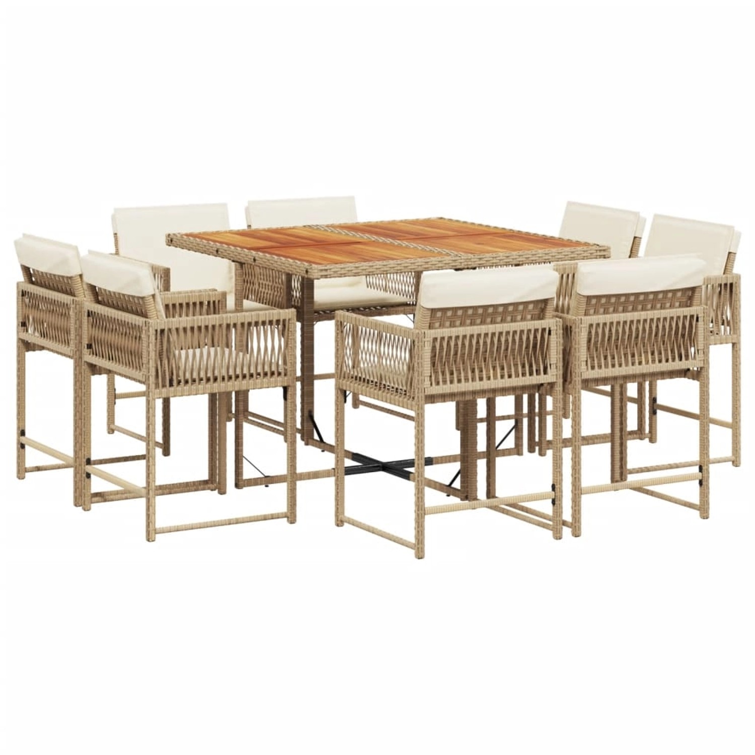 vidaXL 9-tlg Garten-Essgruppe mit Kissen Beige Poly Rattan Modell 51 günstig online kaufen