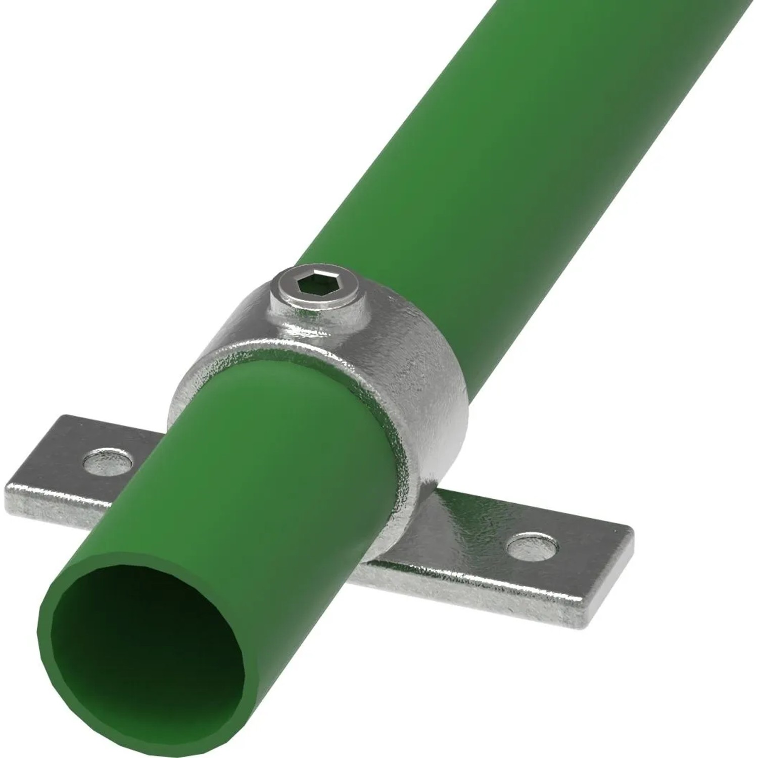 FeNau Rohrverbinder Befestigungsring Mit Flansch 2 Bohrungen Ø 48,3 mm 1 1/2 Zoll Temperguss Verzinkt 198D48