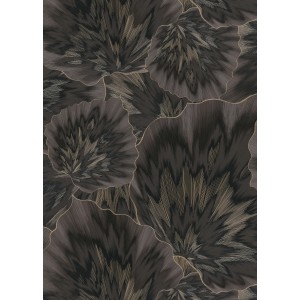 Erismann Vliestapete Spotlight Bliss Schwarz mit opulentem Blättermotiv.