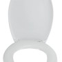 Weißer Wenko WC-Sitz Bergamo aus Duroplast mit Absenkautomatik, geöffnet.