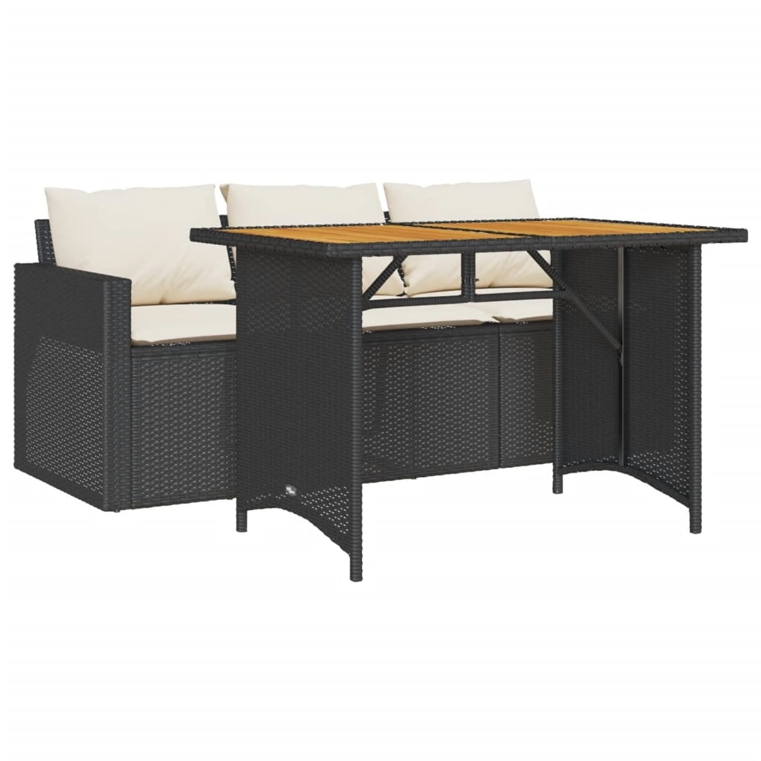 vidaXL 2-Tlg Garten-Essgruppe mit Kissen Schwarz Poly Rattan 366336 günstig online kaufen