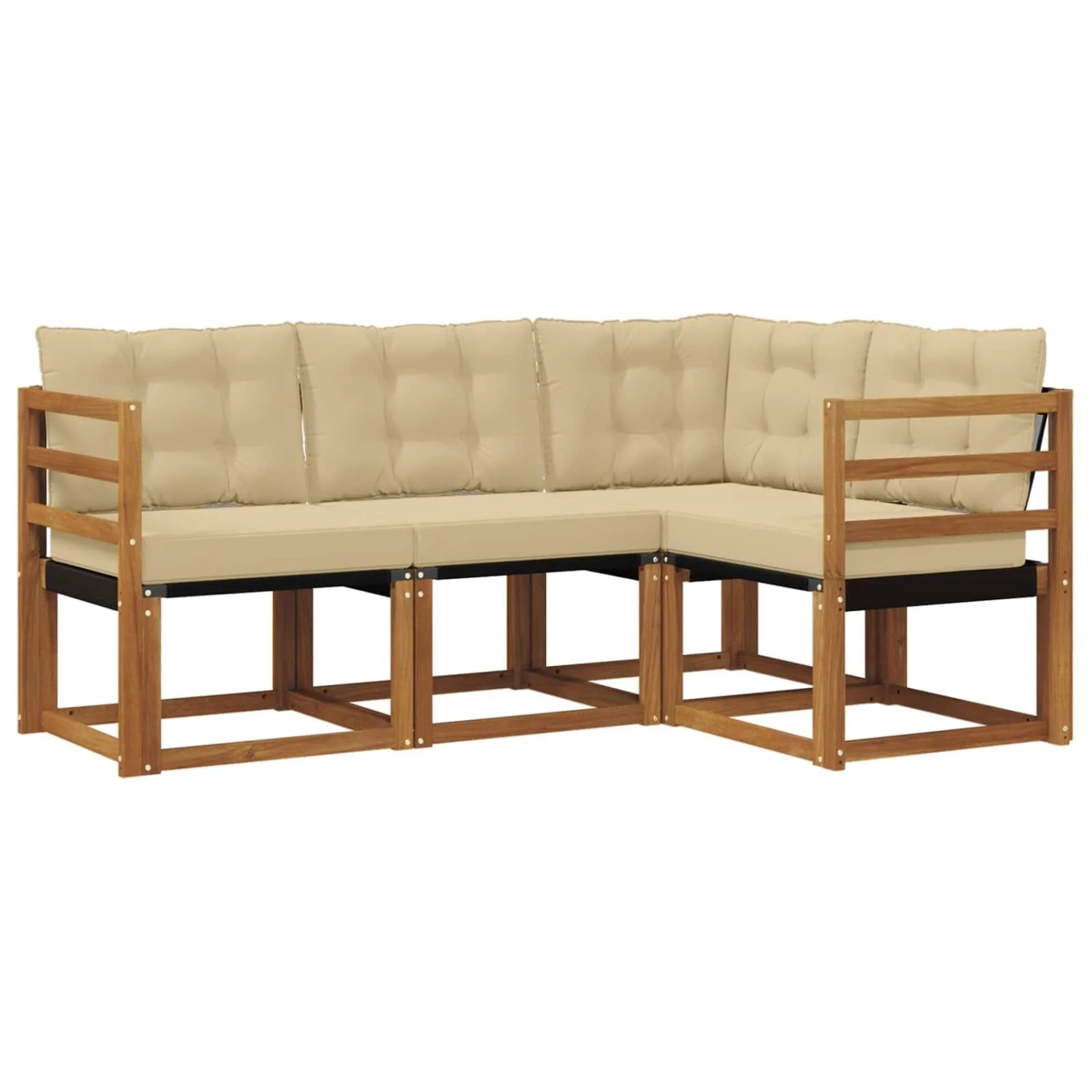 vidaXL Outdoor-Sofagarnitur mit Kissen 4-Tlg Natur und Beige 3368608