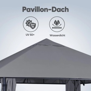 Sekey Pavillon 300x300 cm mit 4 Seitenteilen Wasserdicht Windfest Sonnenschutz
