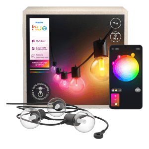 Philips Hue Festavia Globe Lichterkette (7m) für den Außenbereich, mit farbigen LED-Lampen und App-Steuerung.