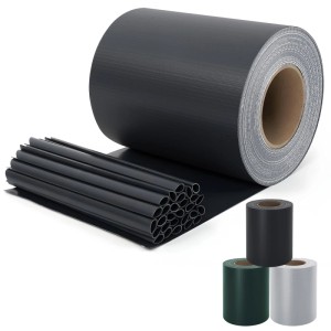 Sekey PVC Sichtschutzstreifen Anthrazit 50m Rolle mit Befestigungsclips für Doppelstabmatten.
