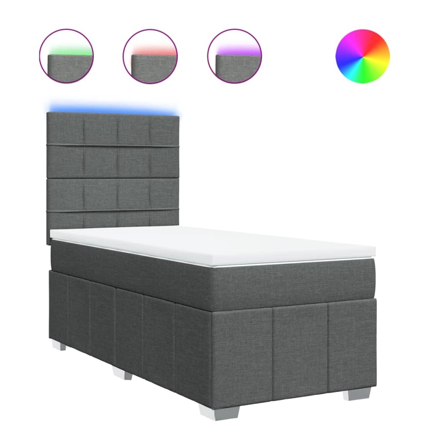 vidaXL Boxspringbett mit Matratze Dunkelgrau 80x200 cm Stoff 3293796 günstig online kaufen