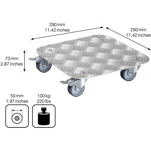 Wagner Multi Roller Alaska mit Riffelblech, 290x290mm, Tragkraft 100kg.