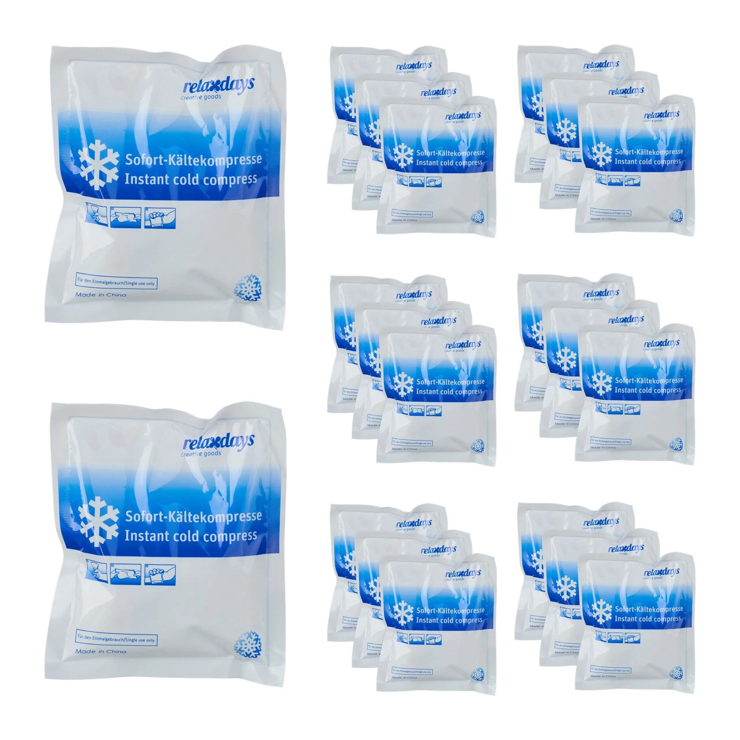 Relaxdays Kühlpack Kunststoff Weiß Blau Zum Knicken 20er Set 14,5 cm x 12,5 cm x 1,5 cm 100 g