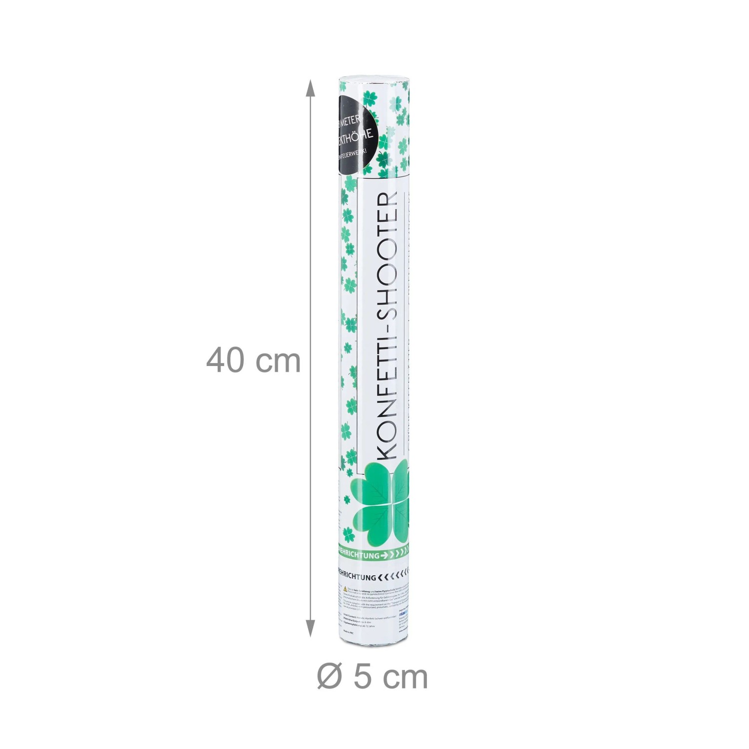 Relaxdays Party Popper Kleeblatt Folienkonfetti Grün 40 cm x 5 cm x 5 cm 180 g_4