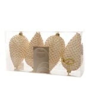 Kaemingk Christbaumschmuck Zapfen Bruchfest 7 cm H 12 cm 4 Stueck Weiss