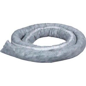Grauer, flexibler RAW Universalbindeschlauch, spiralförmig aufgerollt. Ideal zur Leckageneindämmung von Flüssigkeiten.