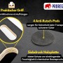 Detailaufnahme PROREGAL Transportroller: Griff, Anti-Rutsch Pads, Siebdruckplatte. Transporthilfe für Lasten bis 200kg.