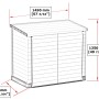 Duramax StoreAway Universalbox 1200 l in Anthrazit mit Maßangaben.