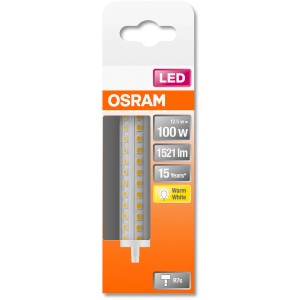 Osram LED R7S Leuchtmittel in Röhrenform, 13W, 1521 Lumen, warmweiß, in Verpackung.