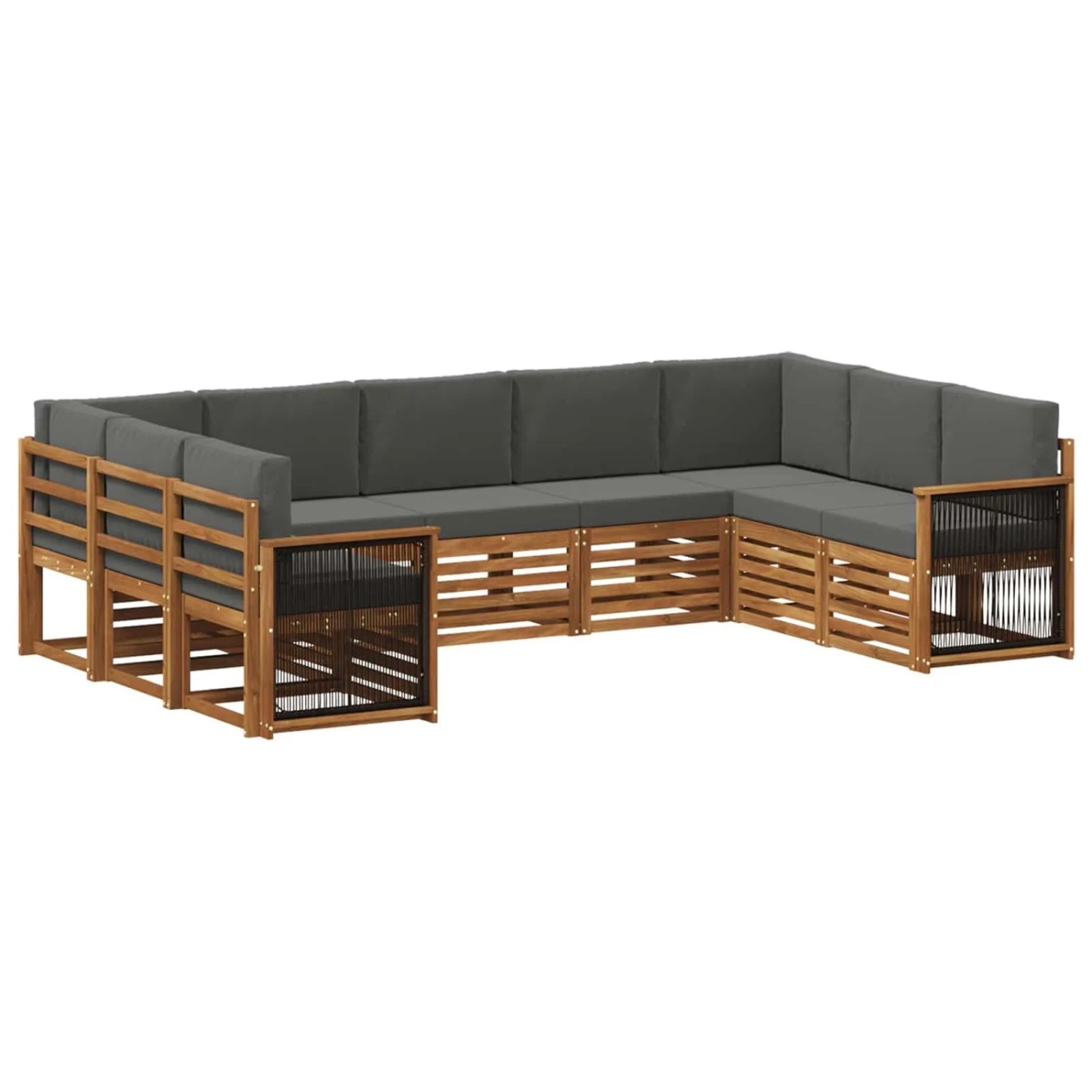 vidaXL Ecksofa Set mit Kissen 7 Stk Natur und Anthrazit 3384833