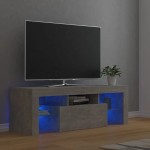 VidaXL TV-Schrank mit LED, Betongrau, 120 cm breit. Wohnwand mit RGB-Beleuchtung.