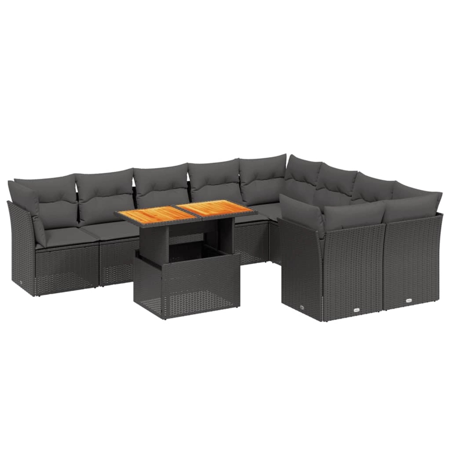 vidaXL 10-Tlg Garten-Sofagarnitur mit Kissen Schwarz Poly Rattan 3271006 günstig online kaufen