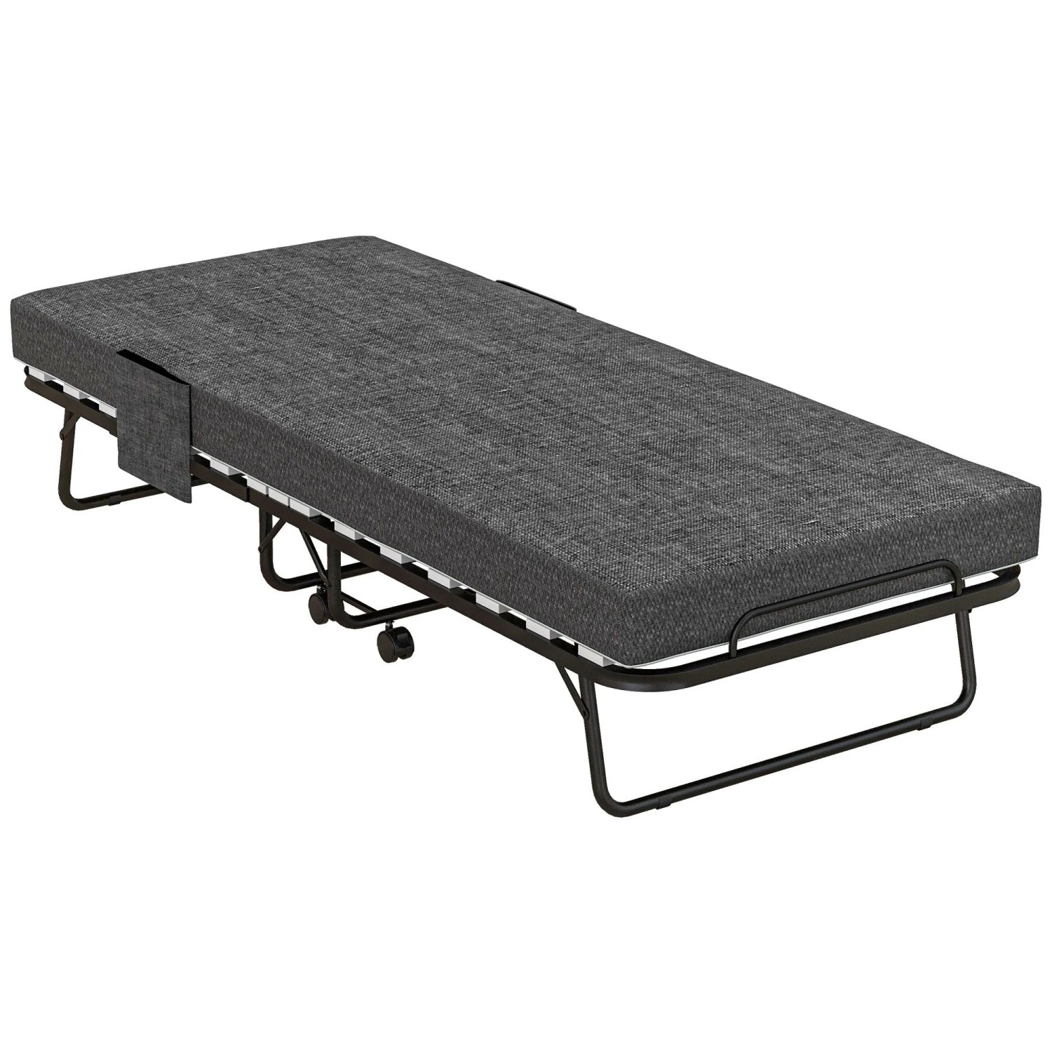 HOMCOM Klappbett mit Rollen 10 cm Matratze Abdeckung Dunkelgrau 190 x 80 x 42 cm