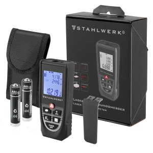 STAHLWERK Laser Entfernungsmesser LDM-80 ST Set mit Tasche und Batterien.