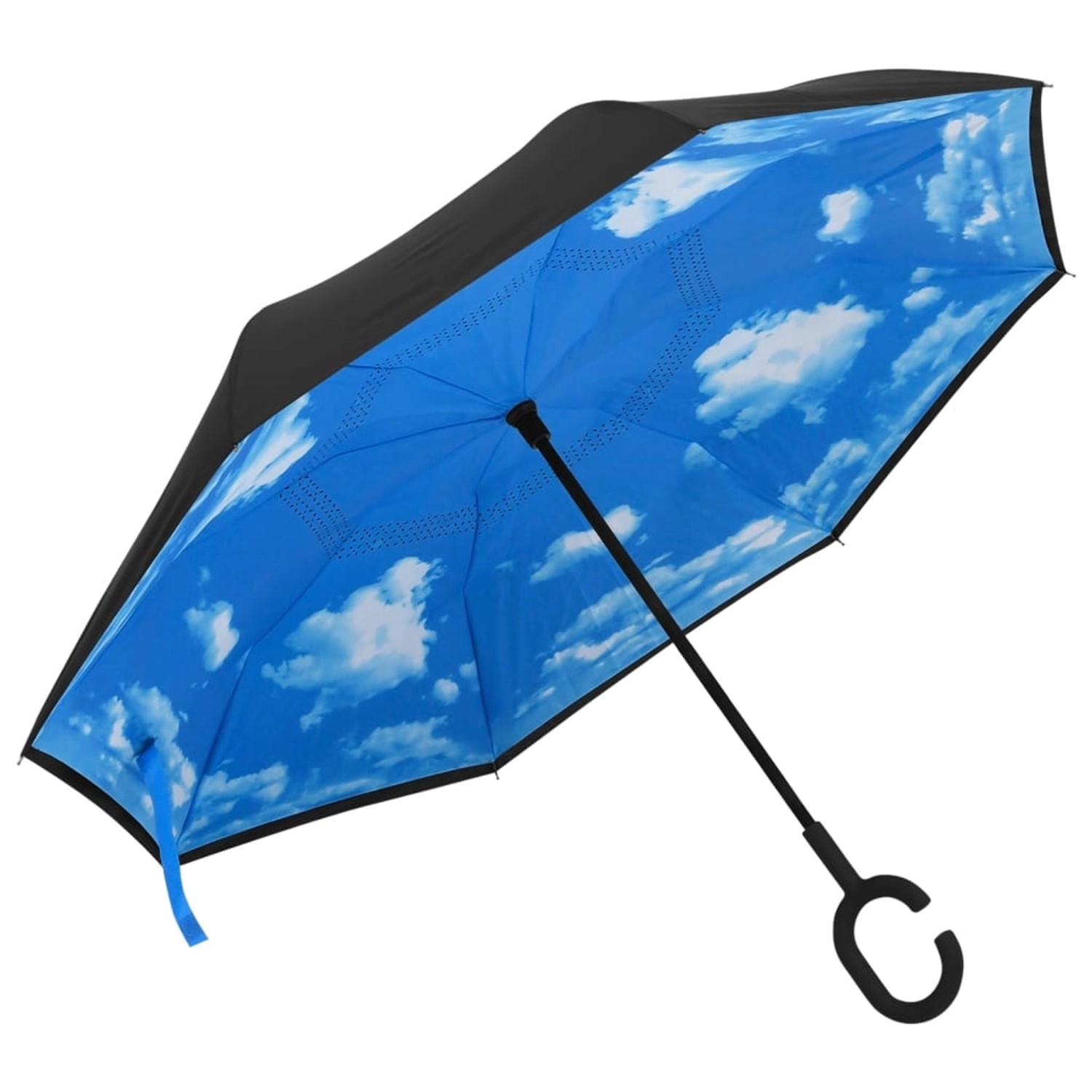 vidaXL Regenschirm C-Griff Schwarz 108 cm 149142 günstig online kaufen