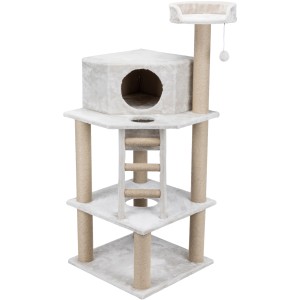 Lichtgrauer Trixie Kratzbaum Marlena, 151 cm hoch, mit Plüsch und Jute.