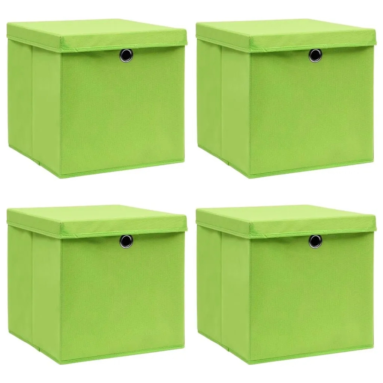 vidaXL Aufbewahrungsboxen mit Deckeln 4 Stk Grün 32x32x32 cm Stoff 288370