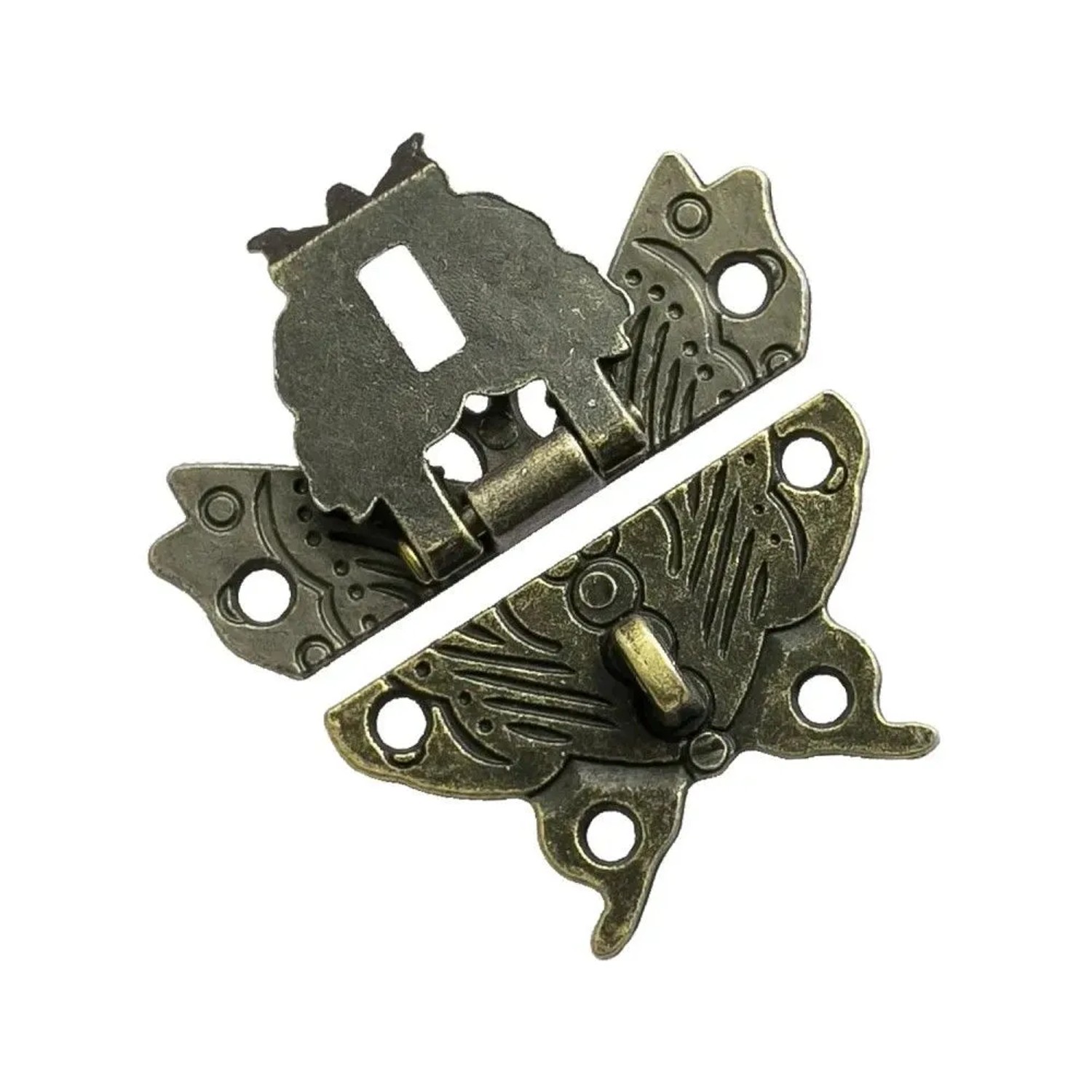 HMF 6495-VS2 Vintage Verschluss Schmetterling mit Schlossöse 50 x 45 mm Bronze_3