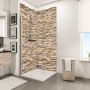 Schulte Duschrückwand ExpressPlus DecoDesign Verblender-Hell, 210x100cm, im Badezimmer.