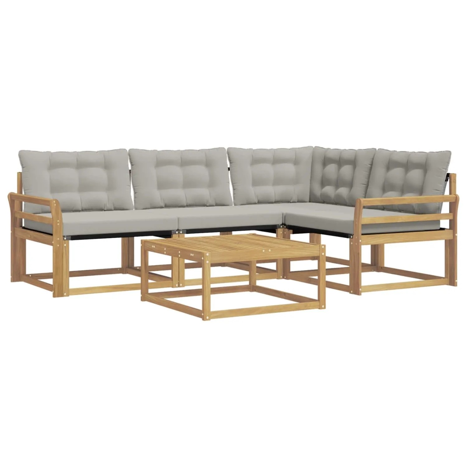 vidaXL Outdoor-Sofagarnitur 5 Stk Weiß und Hellgrau 79 x 79 x 37 cm 3388661