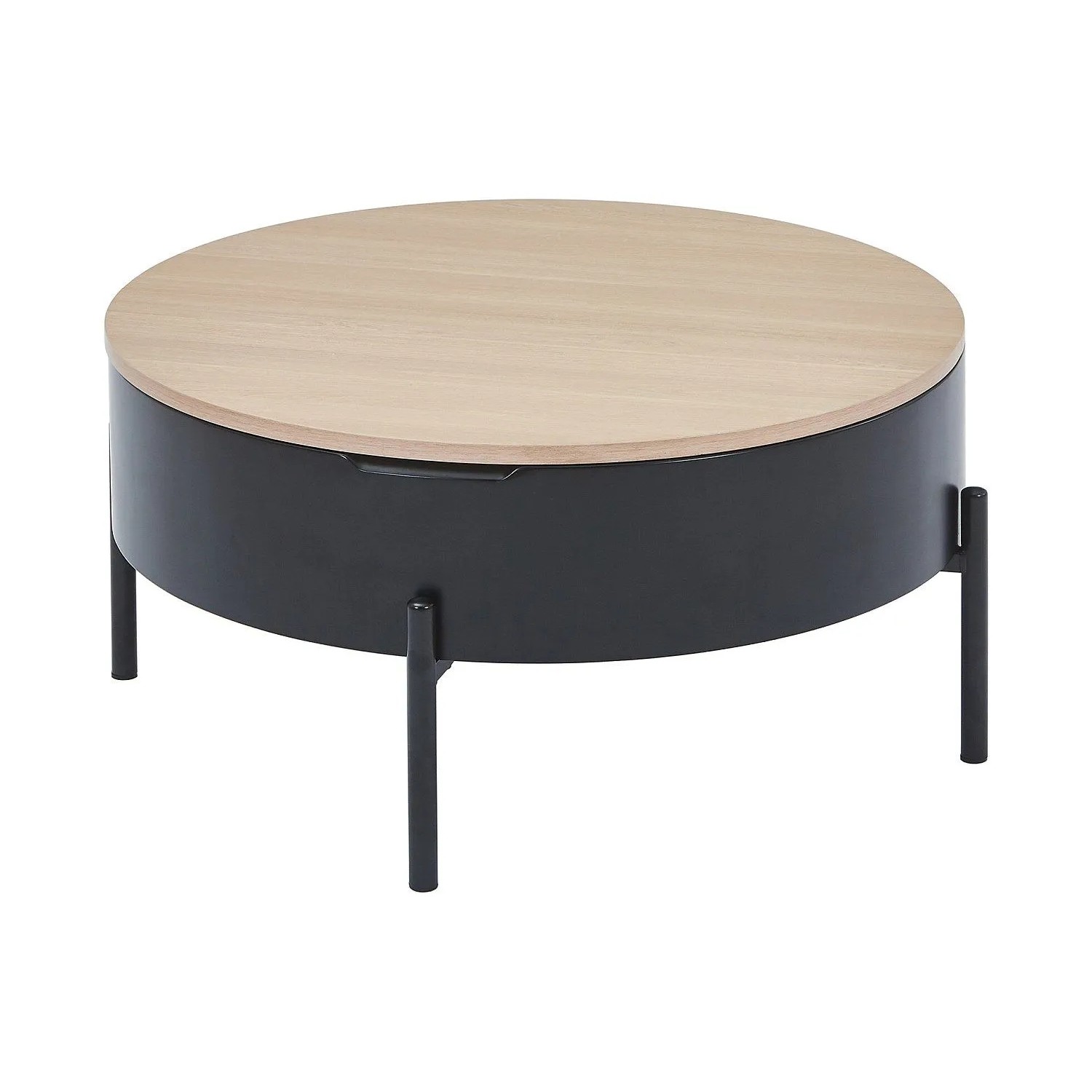 Vente-unique Couchtisch Nimora Schwarz  Naturfarben Hell 80 cm