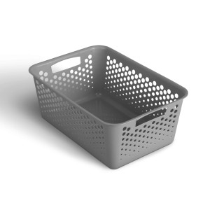 Anthrazitfarbener ProHome Aufbewahrungskorb, 10L, 37x26cm, aus Kunststoff, für Badaccessoires.