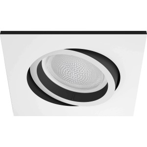 Eckiger, weißer Philips Hue Einbauspot Centura mit LED, Farbwechsel und 230 Lumen.