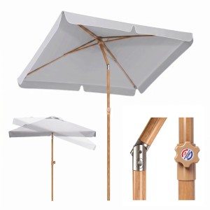 Sekey Rechteckiger Sonnenschirm 200 x 125 cm in Holzoptik mit UV50+ für Balkon und Terrasse