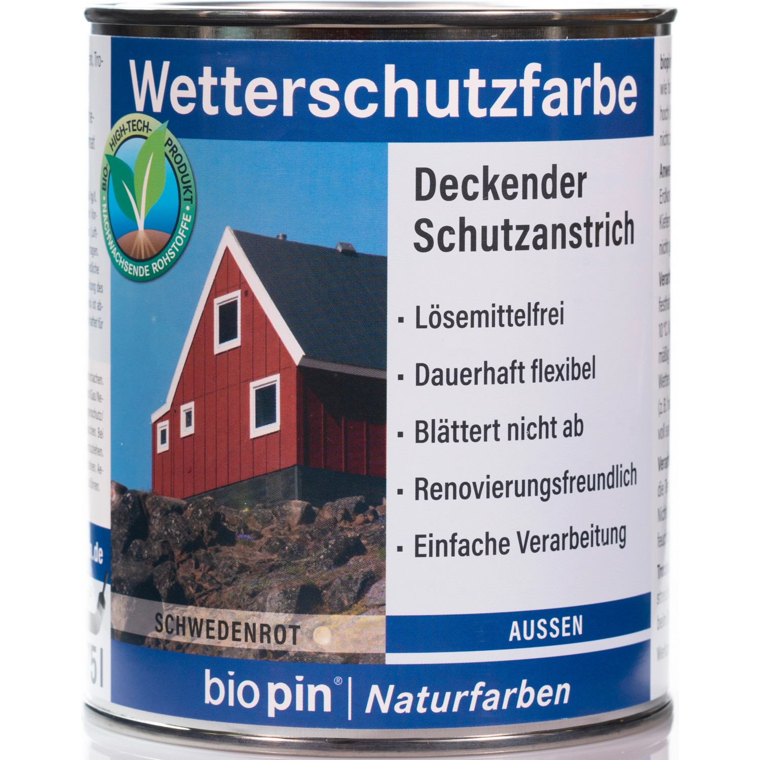 Biopin Wetterschutzfarbe Schwedenrot  750 ml