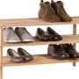 OBI Holzschuhregal HSR-9 mit 3 Etagen aus Kiefernholz, befüllt mit Schuhen.