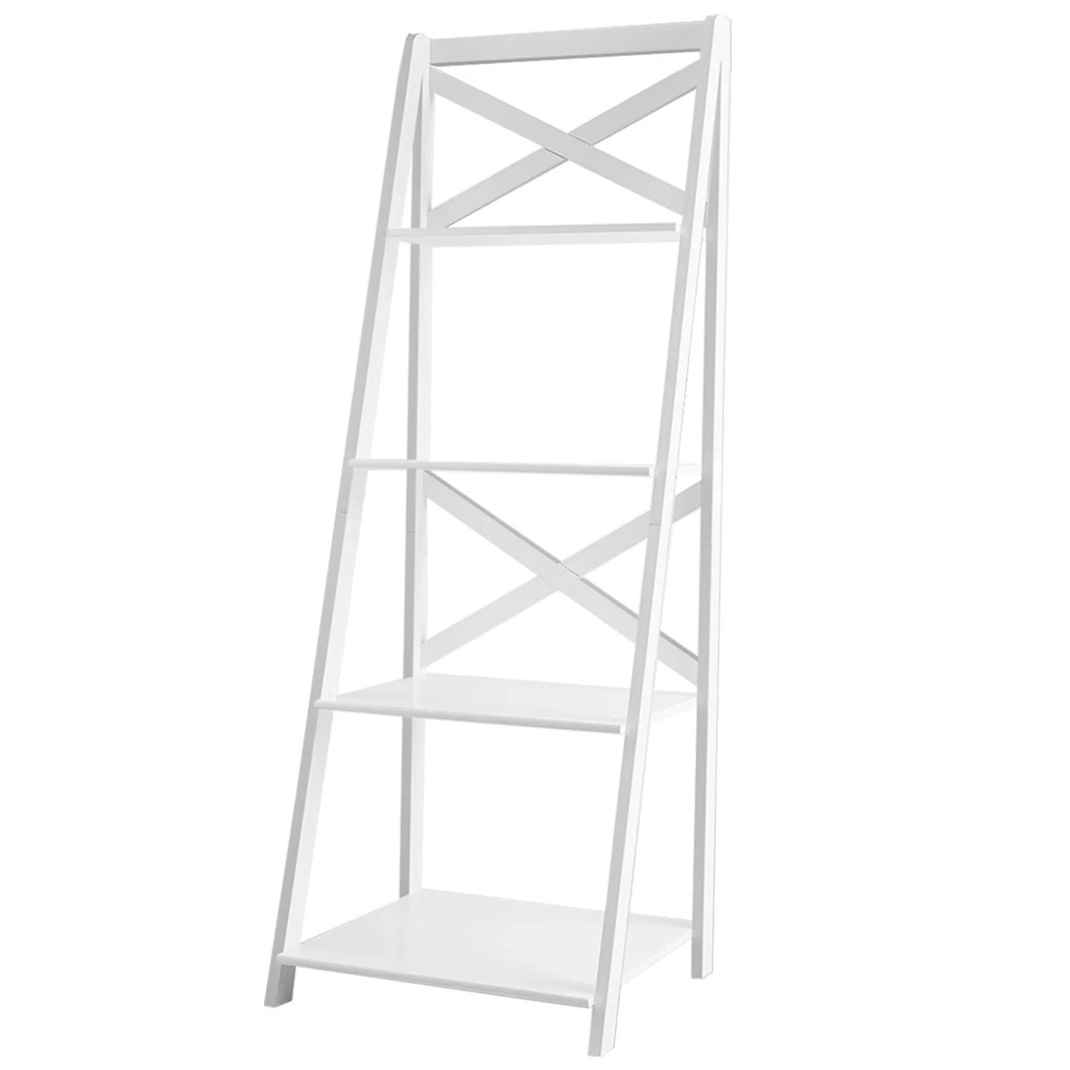 Costway Bücherregal mit 4 Ebenen mit X-förmige Strebe Weiß 1 Stück günstig online kaufen