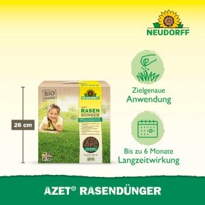 Neudorff Azet Rasen-Dünger 5 kg Packung, organischer Bio-Rasendünger für dichten, grünen Rasen.
