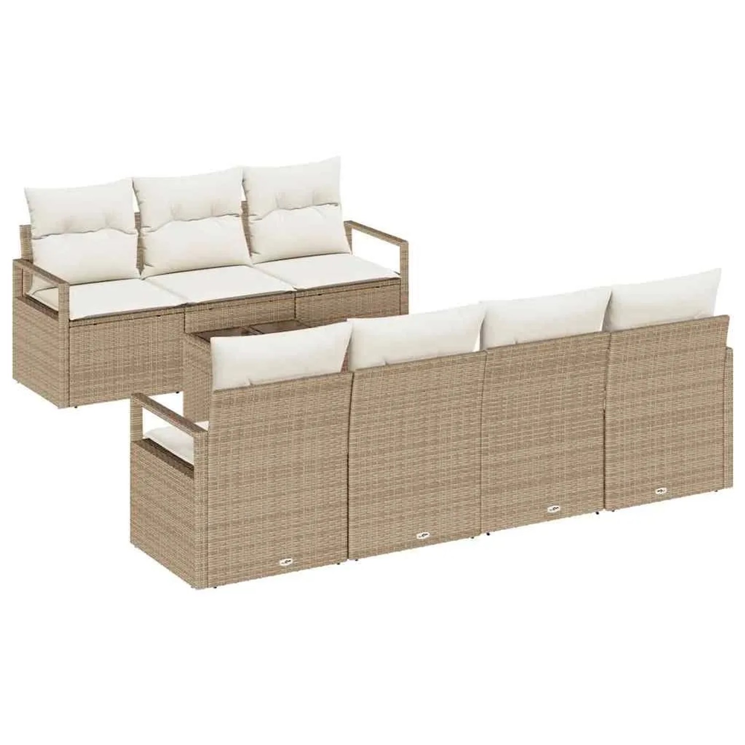 vidaXL Sofa Set mit Kissen 8-Tlg Beige und Creme Poly-Rattan 3346291 günstig online kaufen