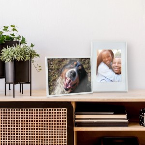 Relaxdays Bilderrahmen 2er Set A4 Kunststoff Glas MDF Weiß 30,5 cm x 22 cm x 2 cm 400 g