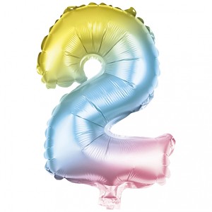 Party Factory Folienballon Zahl 2, Multicolor, 100cm hoch. Deko für Geburtstag & Party.