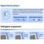 Infografik: Speicherfunktion des LED-Spiegels. Zeigt, wie der dimmbare Badspiegel die Helligkeit (10-100%) speichert.
