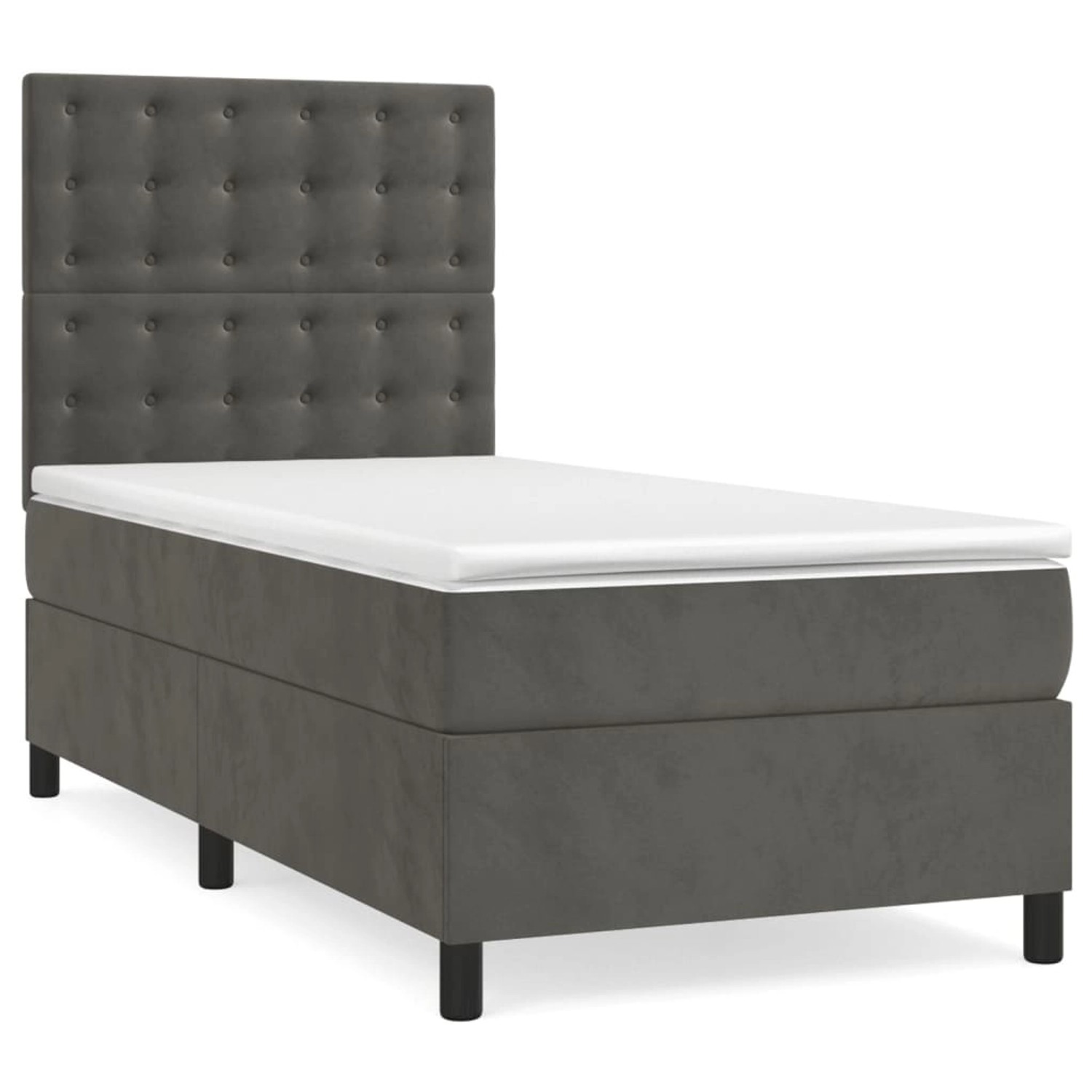 vidaXL Boxspringbett mit Matratze Dunkelgrau 90x200 cm Samt 3143242 günstig online kaufen
