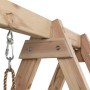 Detailansicht der Holzkonstruktion der Swing King Schaukel Ava mit Seilaufhängung.