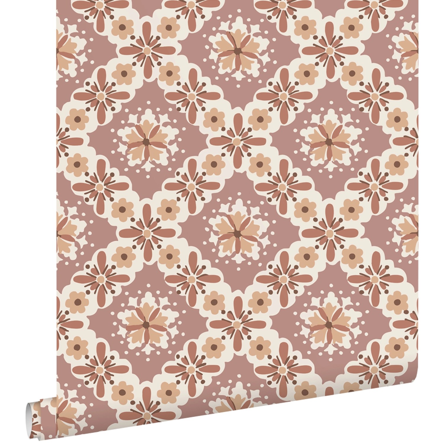 ESTAhome Tapete Blumenmuster Aubergineviolett und Braun 50 x 900 cm günstig online kaufen