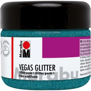 Marabu Glitterpaste Vegas Glitter in Aquablau, 225ml Dose für glitzernde Wand-Akzente.