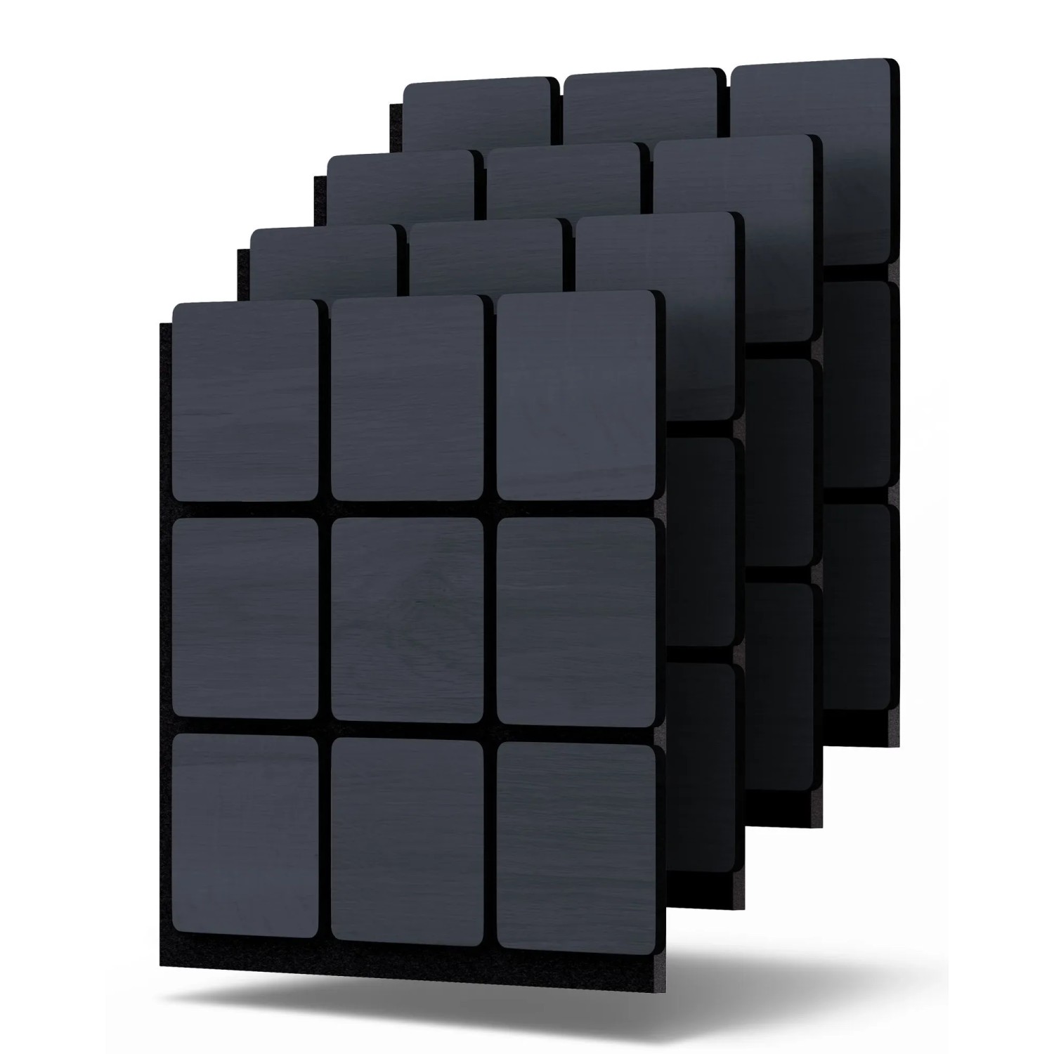 Dalsys 4x Akustikpaneele 60x60cm mit Quadrat-Muster Eiche Schwarz
