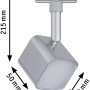Paulmann Urail LED Spot Muri, Chrom matt, 4W, für Schienensysteme. Detailaufnahme mit Maßangaben.