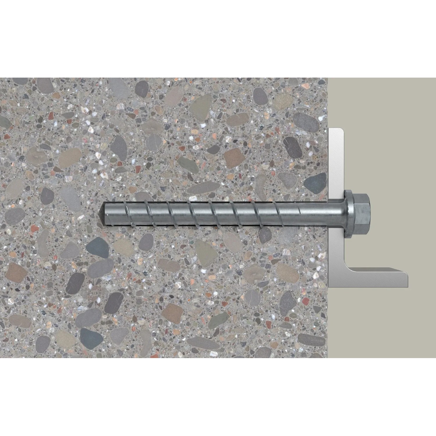 Fischer Betonschraube UltraCut FBS II 40/25, 8x90 mm, mit Sechskant und U-Scheibe im Beton.